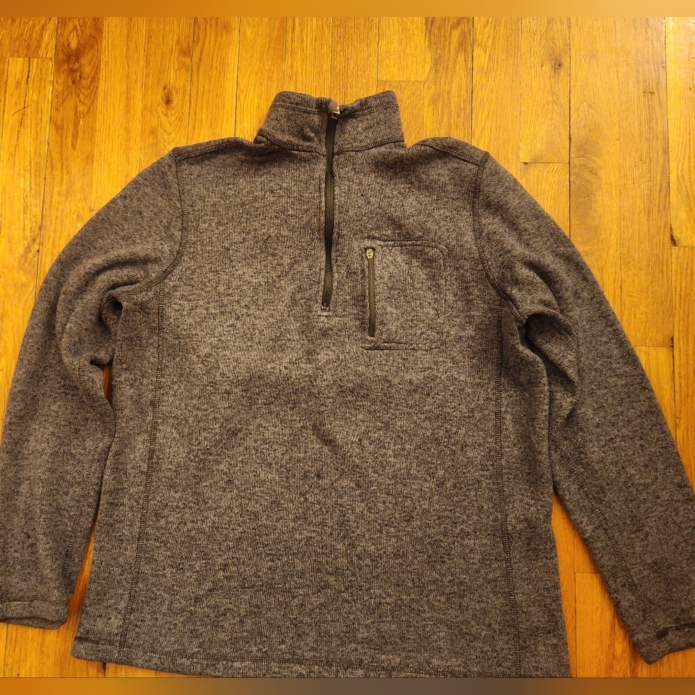 Men's Eddie Bauer Fleece Charcpal Gray Heather Quarter Zip Sweater Size L